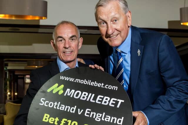 Former Scotland international Joe Jordan, left, and ex-England captain Terry Butcher look ahead to the Scotland v England game. Picture: Paul Devlin/SNS