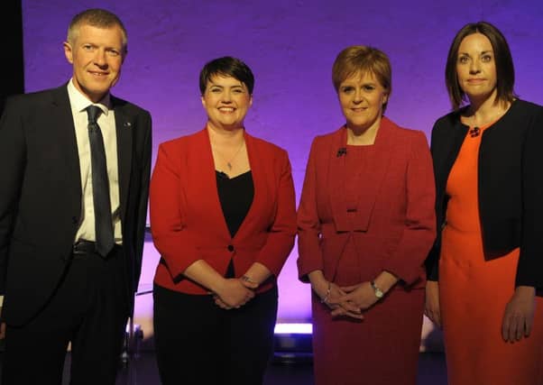 Willie Rennie, Ruth Davidson, Nicola Sturgeon and Kezia Dugdale ahead of STV's live General Election Debate. Picture: Getty