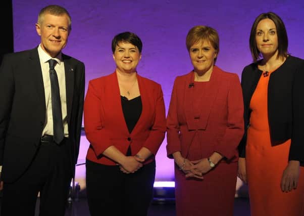 Willie Rennie,  Ruth Davidson, Nicola Sturgeon and Kezia Dugdale ahead of STV's live General Election Debate. Picture: Getty