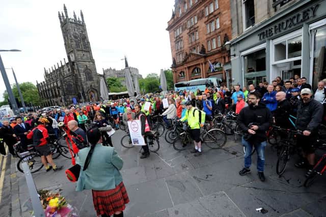 Edinburgh Cyclists Demonstration following death of Student last week.