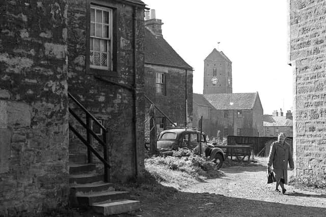 Dunning village in south-east Perthshire with the old tower of St Serfs Church in the background. Picture: TSPL