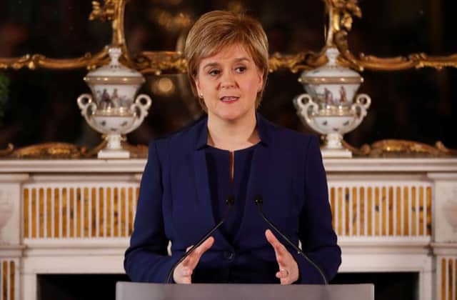 Scotland's First Minister, and leader of the SNP Nicola Sturgeon, speaks during a press conference at Bute House in Edinburgh. Picture; Getty