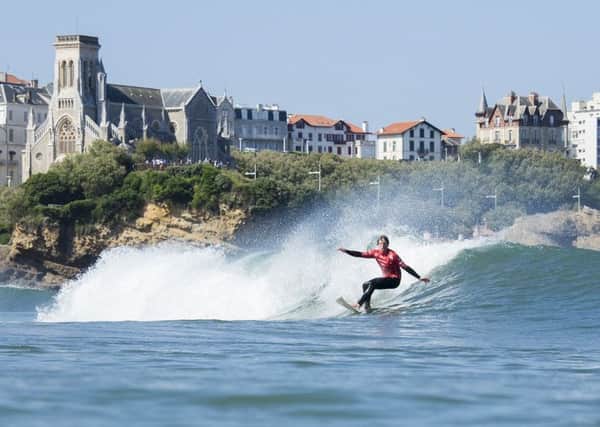 Mark "Scratch" Cameron competing for Team Scotland at the ISA World Surfing Games in Biarritz PIC: Ben Reed / ISA