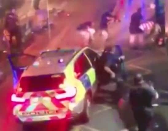 Dramatic CCTV footage of the moment police shot the London Bridge attackers dead. Picture: AP
