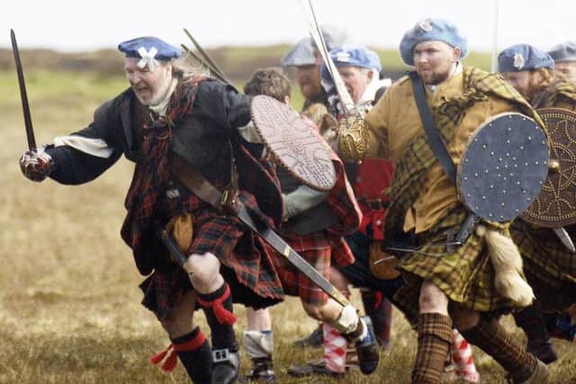 The Battle of Culloden  recreated on Lauder Moor by history enthusiasts. Picture: TSPL