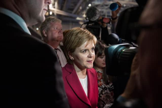First Minister Nicola Sturgeon at the Glasgow count. Picture: John Devlin