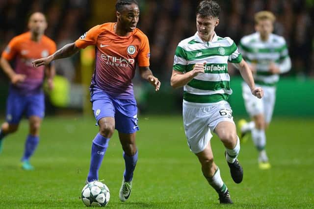 Raheem Sterling and Kieran Tierney are set to lock horns again, on international stage. Picture: Mark Runnacles/Getty Images