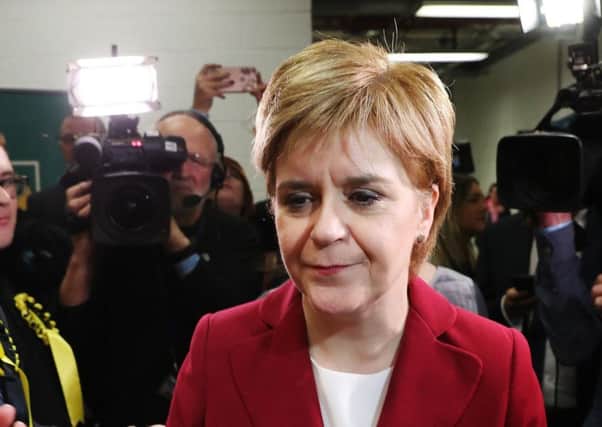 First Minister Nicola Sturgeon arrives at the Emirates Arena in Glasgow as counting got under way. Picture: PA