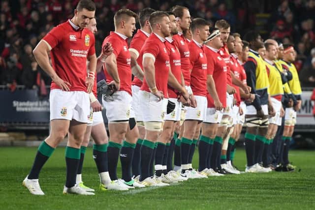 The Lions watch the Crusaders perform a Haka. Picture; Getty