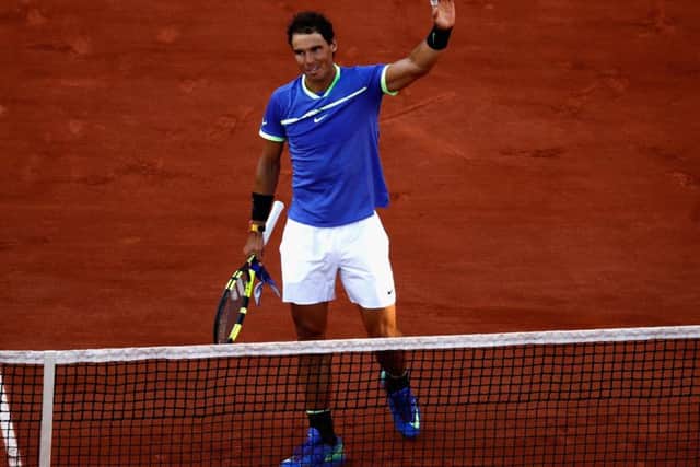 Rafael Nadal of Spain celebrates victory in the mens singles semi-final against Dominic Thiem. Picture:Adam Pretty/Getty Images)