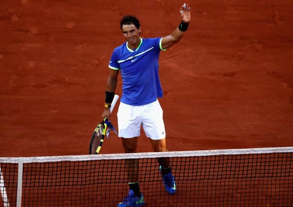 Rafael Nadal of Spain celebrates victory in the mens singles semi-final against Dominic Thiem. Picture:Adam Pretty/Getty Images)