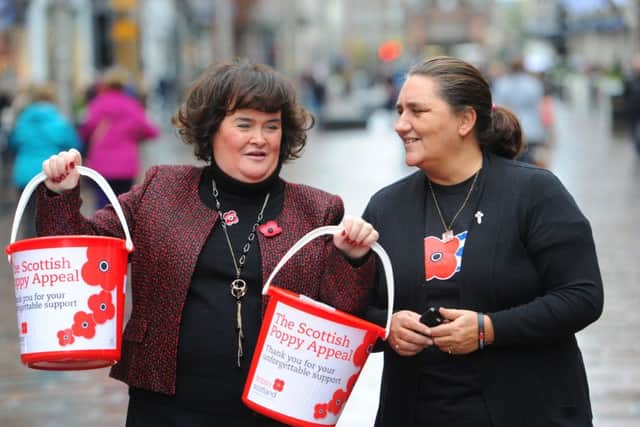 Susan Boyle with Rose Gentle whose son Gordon was killed in action in 9 years ago. Picture: Robert Perry