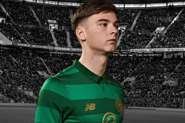 Kieran Tierney in the new away kit. Picture: New Balance