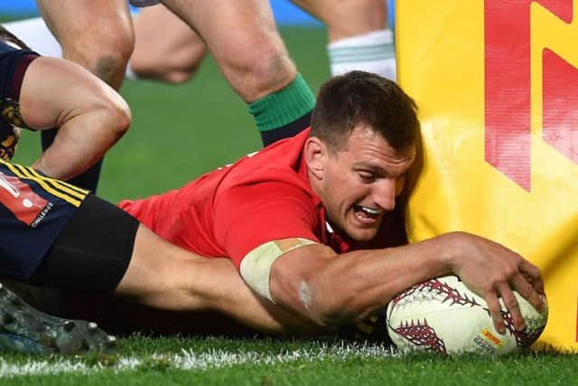 Sam Warburton scores a try against the Highlander. Picture: MARTY MELVILLE/AFP/Getty Images