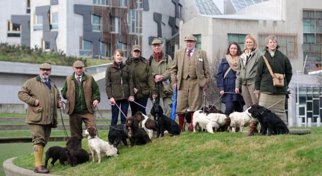 The Scottish Gamekeepers Association, pictured protesting outside of the Scottish Parliament in 2014, has long called for the SNP administration to reverse a ban on the docking of working dogs' tails.
Picture: Neil Hanna
