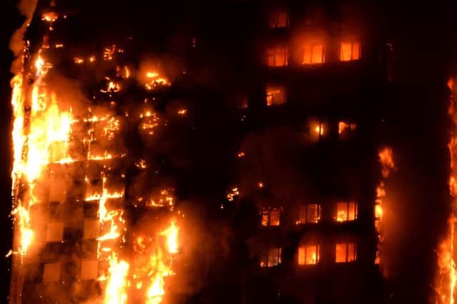 This handout image received by local resident Giulio Thuburn early on June 14, 2017 shows flames engulfing a 27-storey block of flats in west London.
 Picture: Getty Images