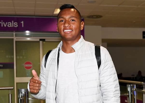Alfredo Morelos arriving in Glasgow on Monday ahead of his move to Rangers. Picture: SNS