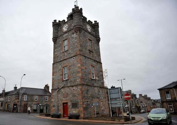 The clock tower in Dufftown which could be sold for Â£1. Picture: SWNS