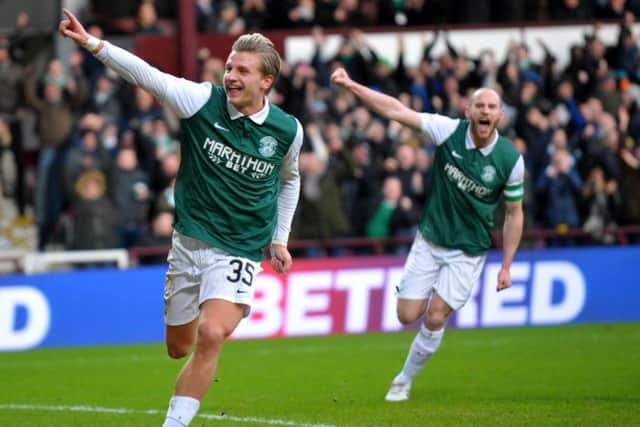 Striker Jason Cummings has been a 20-goal-a-season man for Hibs for the past two years. Picture: Jane Barlow