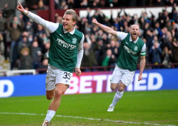 Striker Jason Cummings has been a 20-goal-a-season man for Hibs for the past two years. Picture: Jane Barlow
