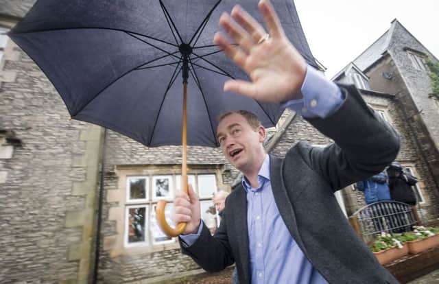 Tim Farron outside a polling station at Stonecross Manor Hotel in Kendal, Cumbria, where he cast his vote in the General Election. Picture: Danny Lawson/PA Wire
