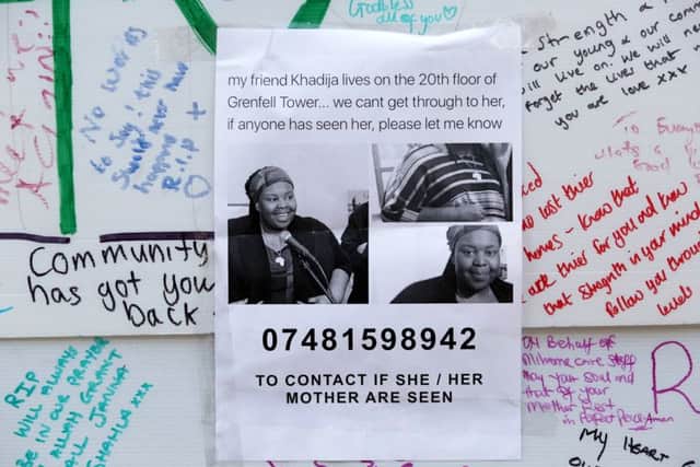 Desperate families and friends have been posting appeals on walls near Grenfell Tower. Picture: SWNS