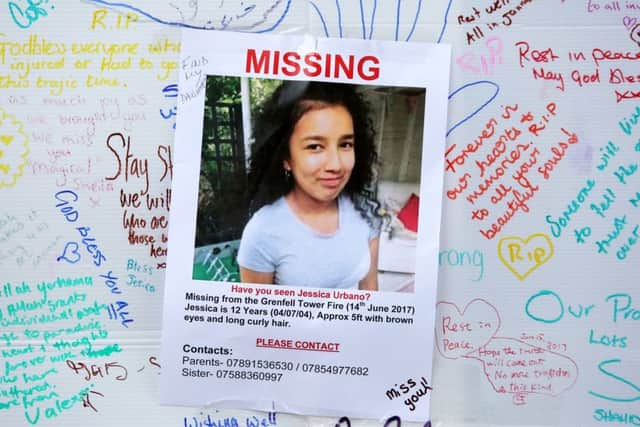 A missing poster for Jessica Urbano put up after the fire. Picture: SWNS