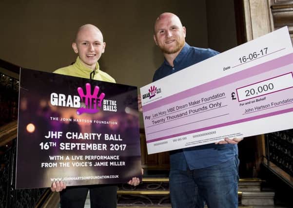 John Hartson (right) joins Darren Valentine of the Les Hoey MBE Dreammaker Foundation. Picture: SNS