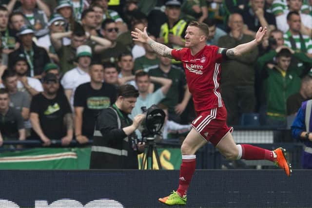 Jonny Hayes celebrates after scoring against in the Scottish Cup final. Picture: SNS