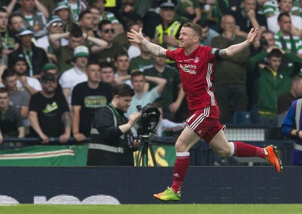 Jonny Hayes celebrates after scoring against in the Scottish Cup final. Picture: SNS