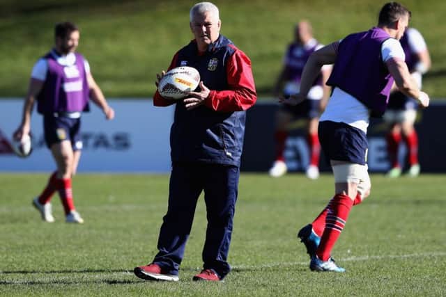 Warren Gatland looks on during the captain's run at Rotorua International Stadium where the Lions face the Maori All Blacks today. Picture: Getty