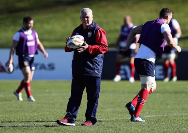 Warren Gatland looks on during the captain's run at Rotorua International Stadium where the Lions face the Maori All Blacks today. Picture: Getty
