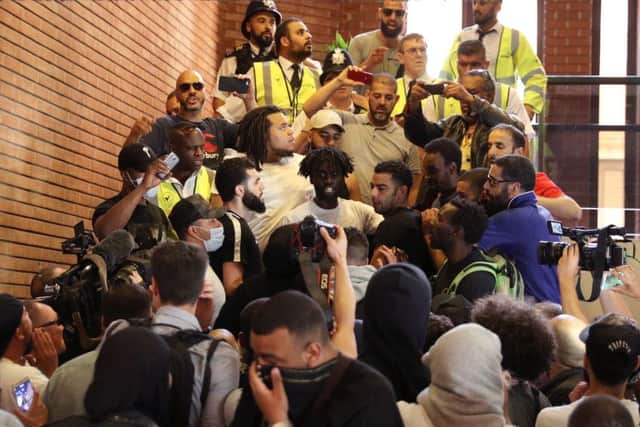 Protesters storm Kensington and Chelsea Town Hall following the fatal blaze at the nearby Grenfell Tower. Picture: Dan Kitwood/Getty Images