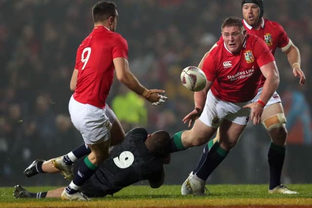 British and Irish Lions' Tadhg Furlong receives an offload from Conor Murray. Picture: David Davies/PA Wire