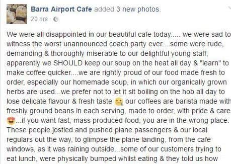 The Facebook post by the airport.