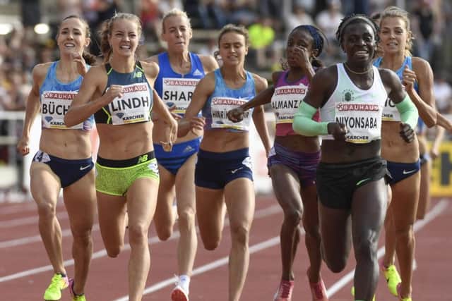 Lynsey Sharp finishes eighth in Stockholm behind 800m winner Francine Niyonsaba. Picture: AFP/Getty.