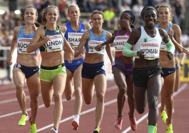 Lynsey Sharp finishes eighth in Stockholm behind 800m winner Francine Niyonsaba. Picture: AFP/Getty.