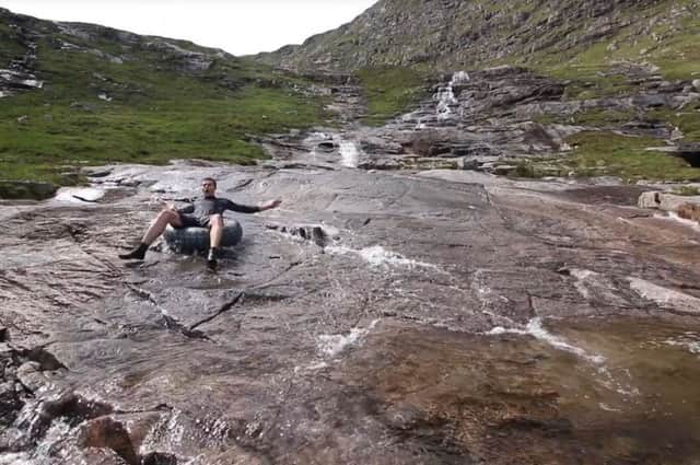 Dan tries out the 'natural flume' on Stob Ghabhar. Picture: Contributed