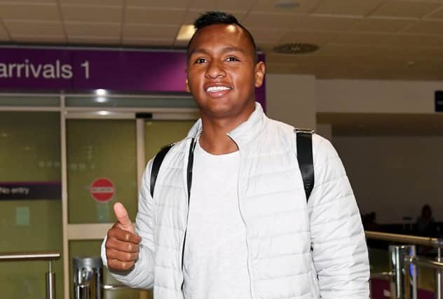 Alfredo Morelos upon arriving at Glasgow Airport last week. Picture: SNS