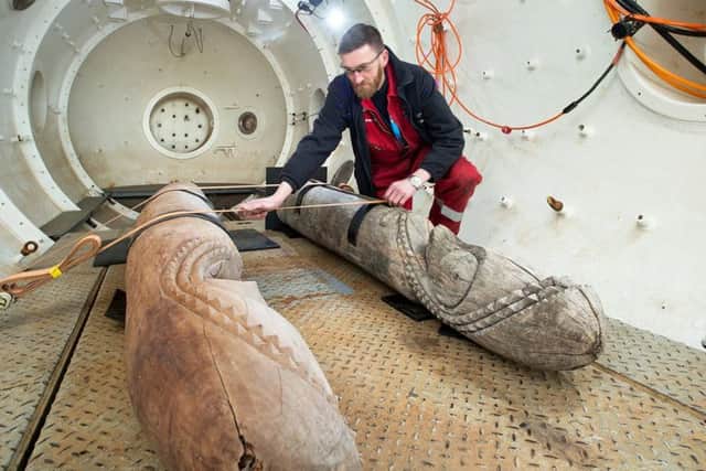 Sculptures by Steven Claydon are pressure tested at the National Hyperbaric Centre in Aberdeen. Picture: Mike Davidson/Positive Image