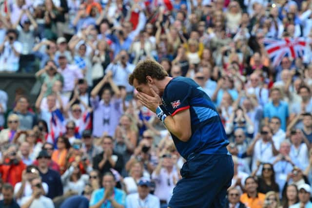Andy Murray after winning the men's singles gold medal, London 2012 Olympic Games Picture: LUIS ACOSTA/AFP/GettyImages