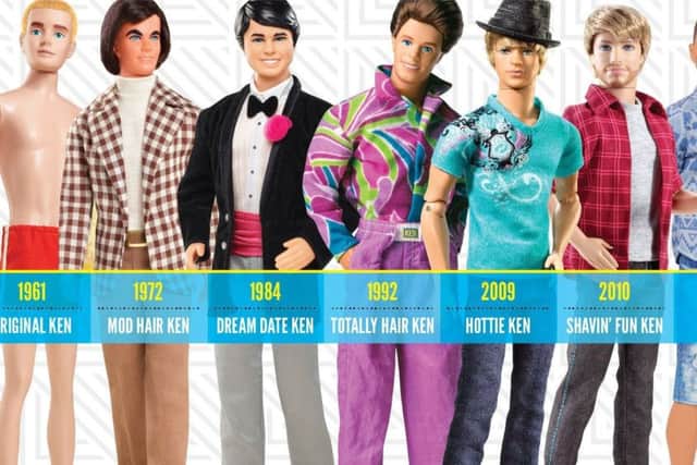 Ken through the ages as Barbie's companion Ken has undergone a wide-ranging makeover. Picture: PA
