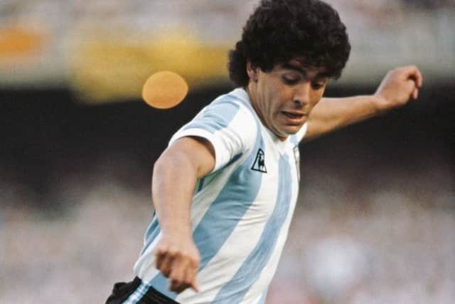 Diego Maradona in action for Argentina in 1985. Picture: Getty Images