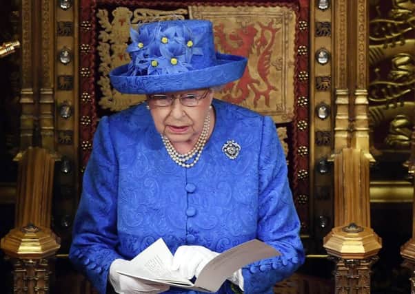 The Queen in the House of Lords for the State Opening of Parliament. Her choice of headwear has become an unlikely talking point. Picture: Carl Court/PA Wire