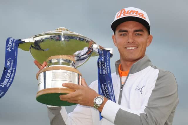 Rickie Fowler with the Scottish Open trophy after his 2015 triumph. Picture: Jane Barlow