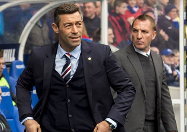 Rangers manager Pedro Caixinha and Celtic counterpart Brendan Rodgers before last season's match at Ibrox which Celtic won 5-1. Picture: Alan Harvey/SNS