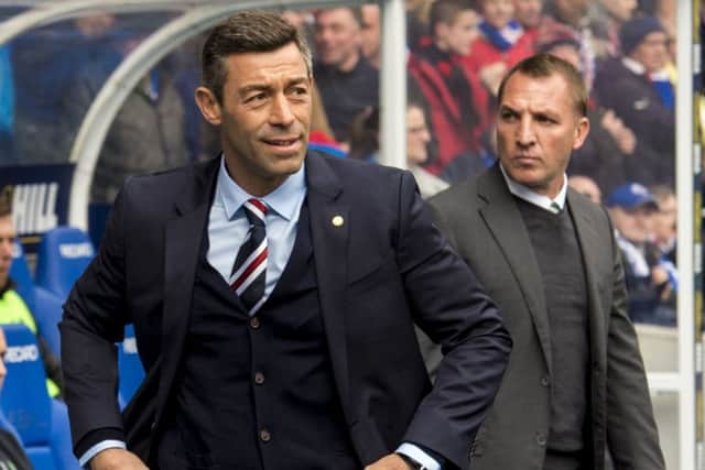 Rangers manager Pedro Caixinha and Celtic counterpart Brendan Rodgers before last season's match at Ibrox which Celtic won 5-1. Picture: Alan Harvey/SNS