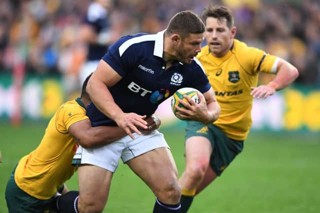 Ross Ford drives through the Australian tackles during Scotland's win over the Wallabies in Sydney last weekend. Picture: Fotosport/David Gibson