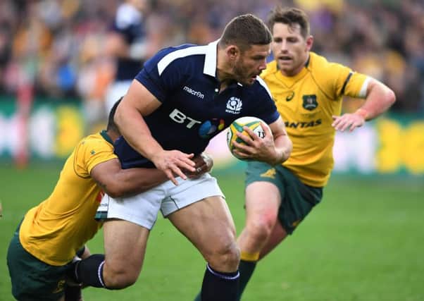 Ross Ford drives through the Australian tackles during Scotland's win over the Wallabies in Sydney last weekend. Picture: Fotosport/David Gibson