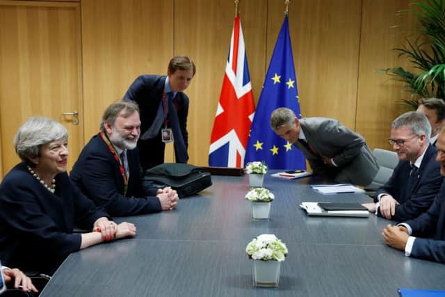Discussing during a Brexit meeting in Brussels. Picture; Getty
